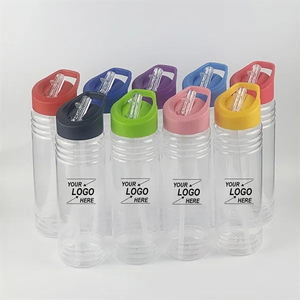 Clear Water Bottle with Straw