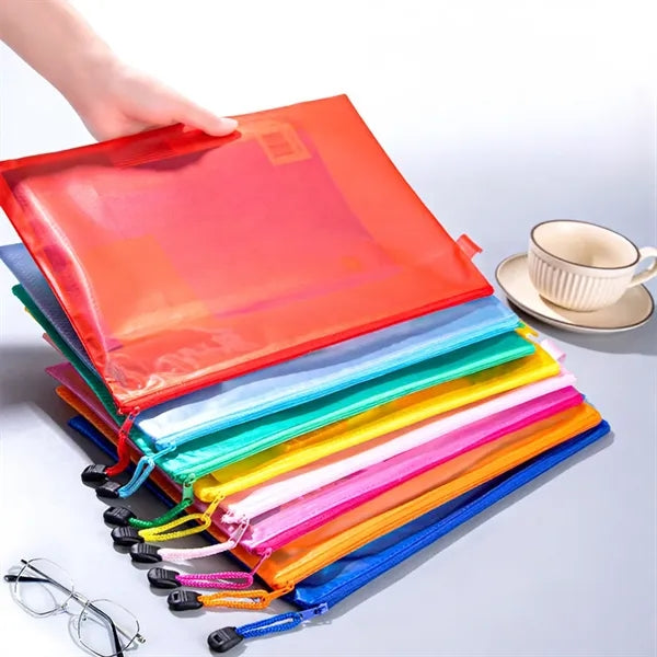 Waterproof Zipper Document Pouch with Mesh Divider