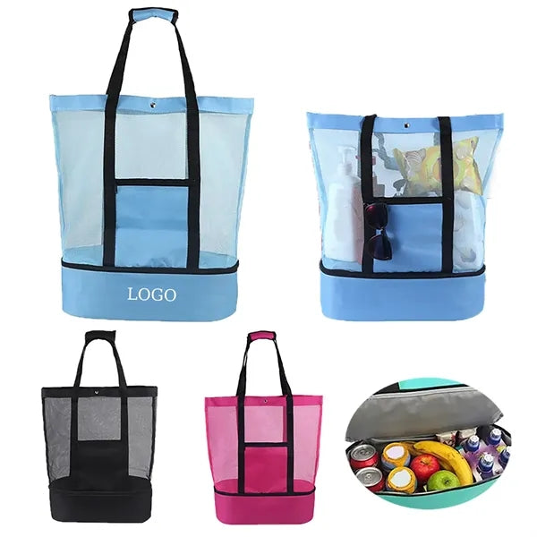 Mesh Beach Tote With Insulated Cooler Base