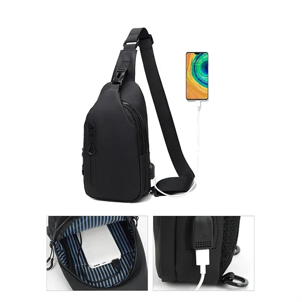 Sling Crossbody Bag for Men with USB Charging Port