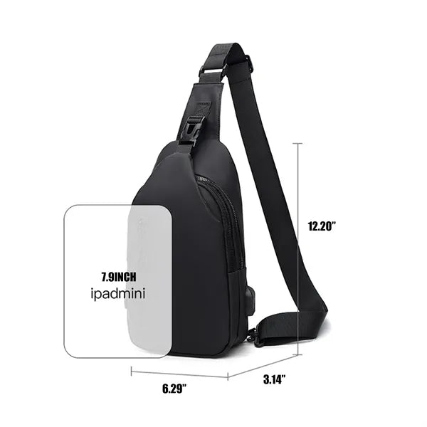 Sling Crossbody Bag for Men with USB Charging Port