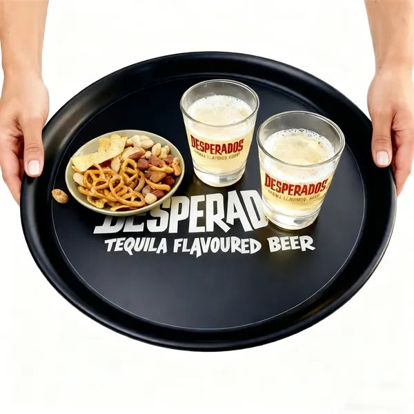 Heavy-Duty Thickened Round Plastic Wine Tray With Sticker