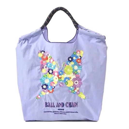 Embroidered Design Drawstring Tote Bag