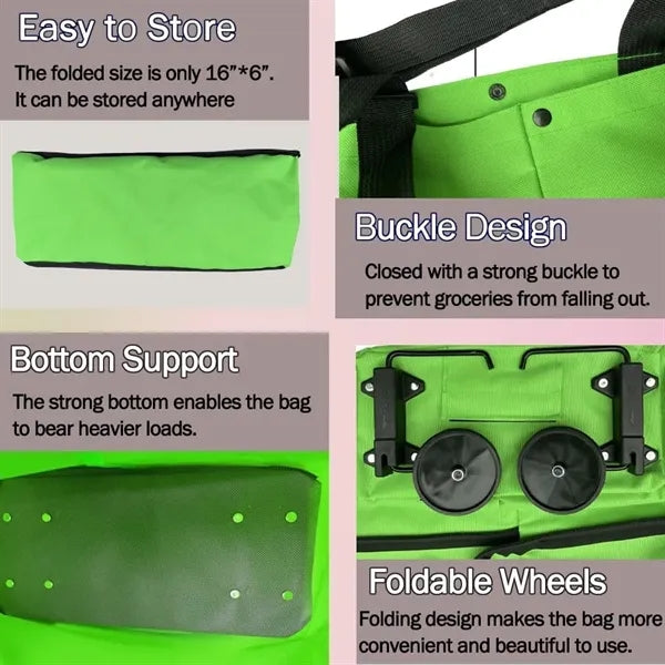 Collapsible Shopping Grocery Bag With Wheels