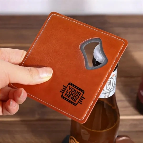 Leather Steel Bottle Opener Coaster Gift Set Drink