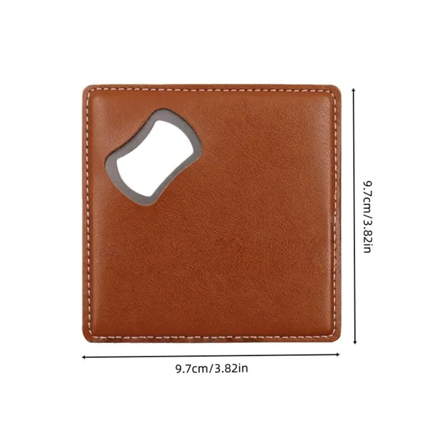 Leather Steel Bottle Opener Coaster Gift Set Drink