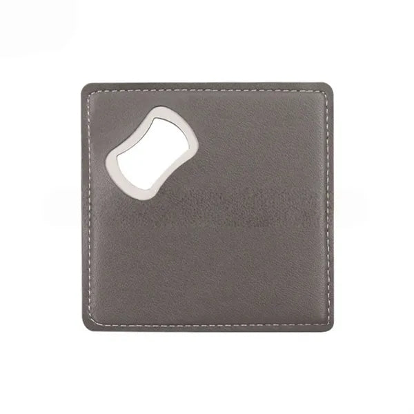 Leather Steel Bottle Opener Coaster Gift Set Drink