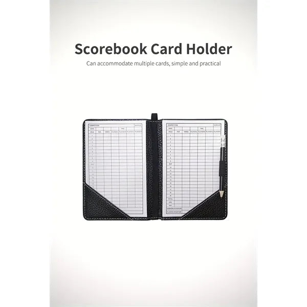Golf Scorecard Holder with Stat Tracker PU Leather Yardage B