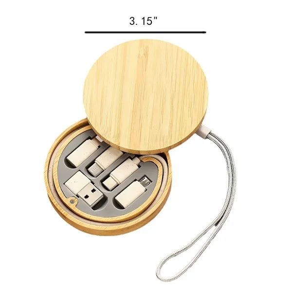 6 in 1 USB Adapter Cable Conversion Bamboo Storage Box