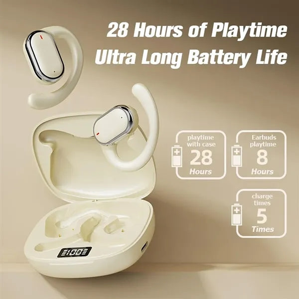 Open Ear Headphone Wireless Bluetooth 5.3 Earbud with LED