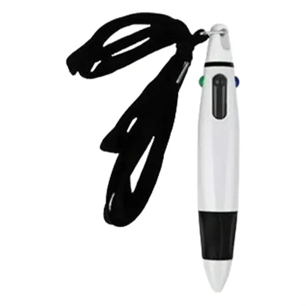 Retractable Multicolor Pen With Lanyard
