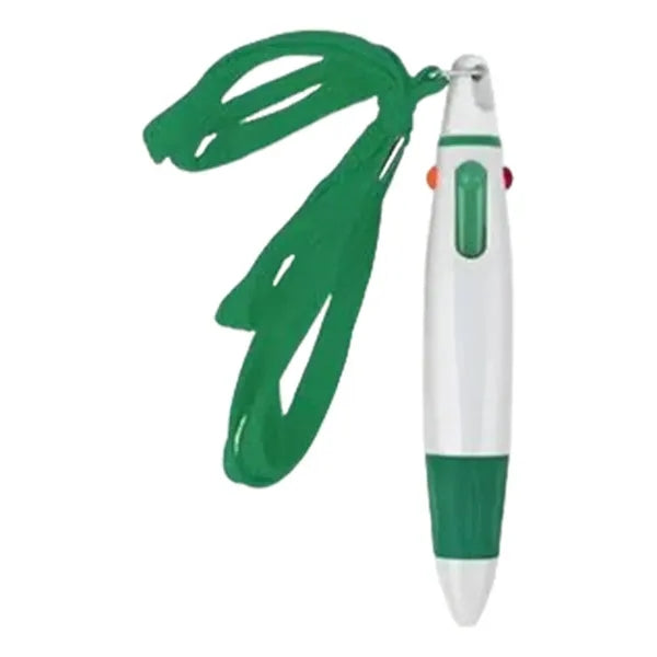 Retractable Multicolor Pen With Lanyard
