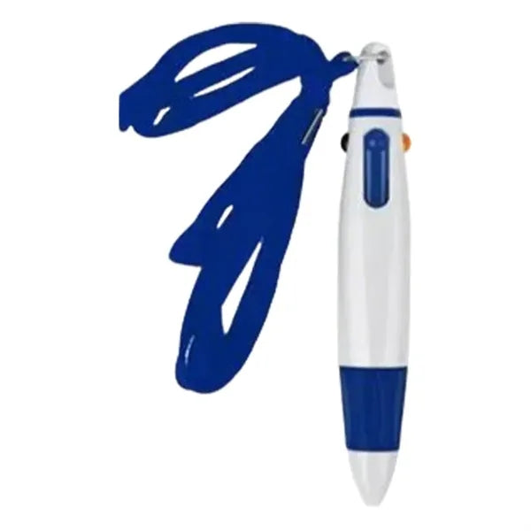 Retractable Multicolor Pen With Lanyard
