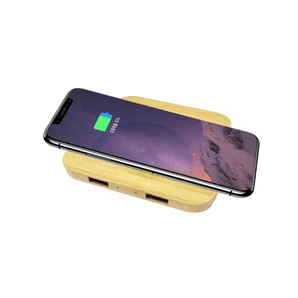 Bamboo 5W Wireless Charger with Dual USB Ports