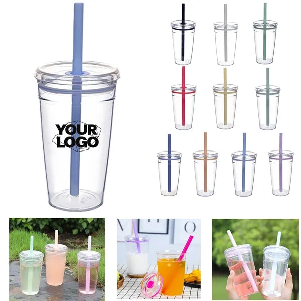16Oz Acrylic Tumbler With Straw and Lid