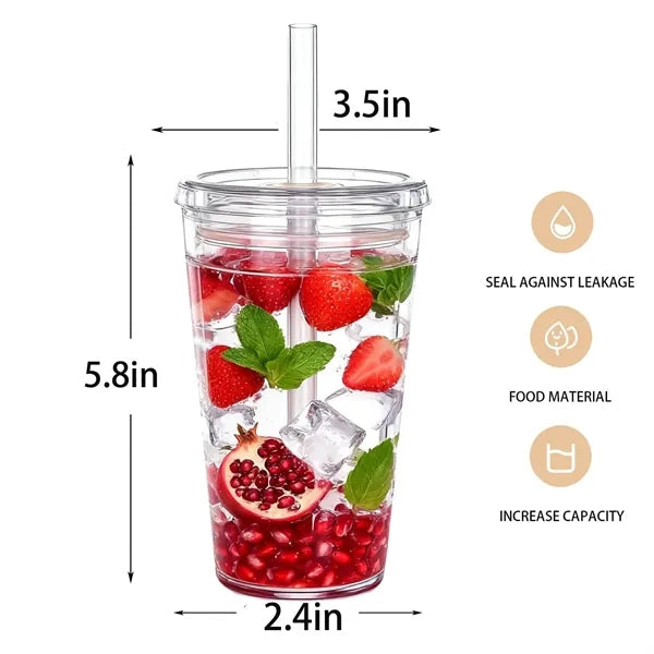 16Oz Acrylic Tumbler With Straw and Lid