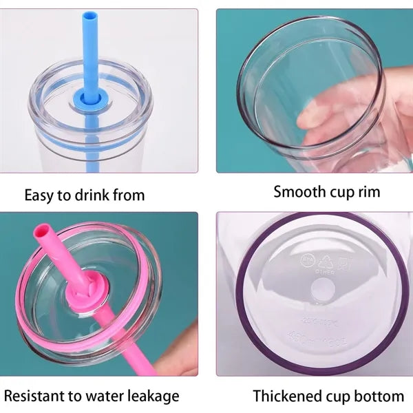 16Oz Acrylic Tumbler With Straw and Lid