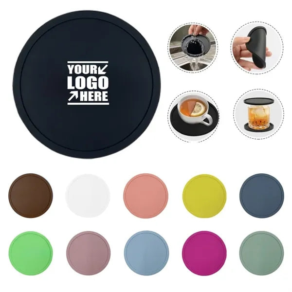 Non Slip Heat Resistant Custom Round Silicone Coaster