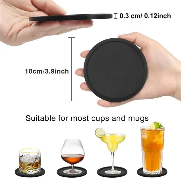Non Slip Heat Resistant Custom Round Silicone Coaster