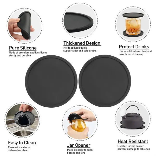 Non Slip Heat Resistant Custom Round Silicone Coaster