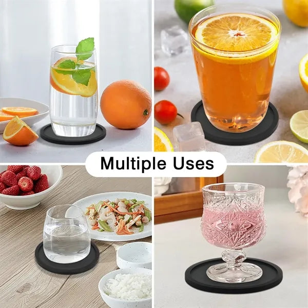Non Slip Heat Resistant Custom Round Silicone Coaster