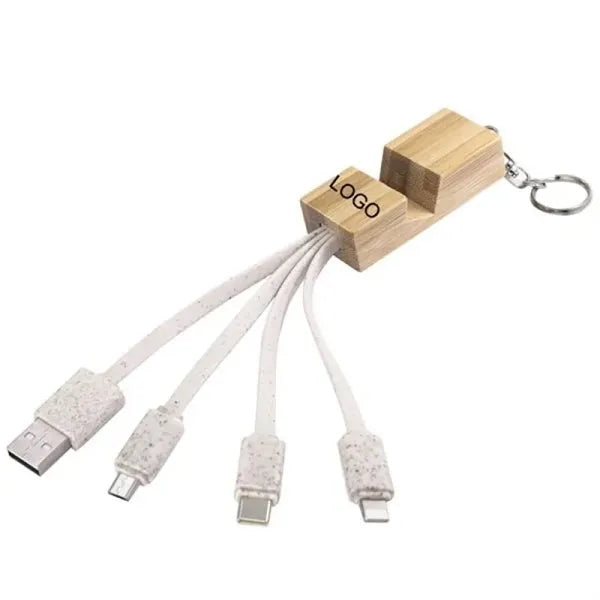 Integrated Bamboo Phone Stand & Charging Cable Keyrin