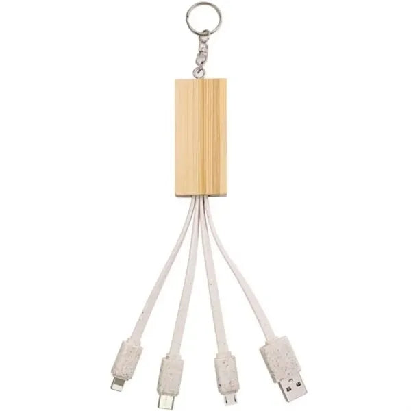 Integrated Bamboo Phone Stand & Charging Cable Keyrin
