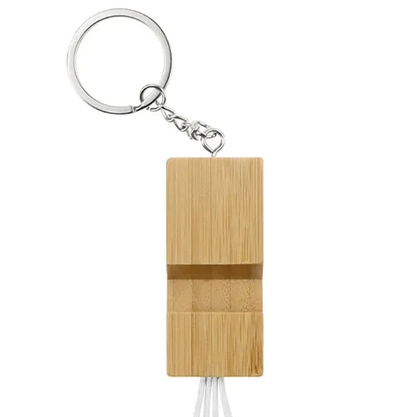Integrated Bamboo Phone Stand & Charging Cable Keyrin