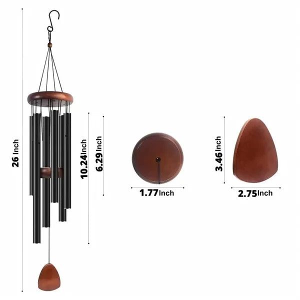 26" Aluminium Tubes Wooden Wind Chimes