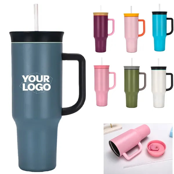 40oz Insulated Tumbler with Handle Straw