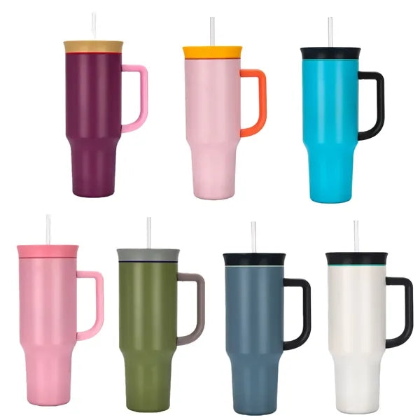40oz Insulated Tumbler with Handle Straw