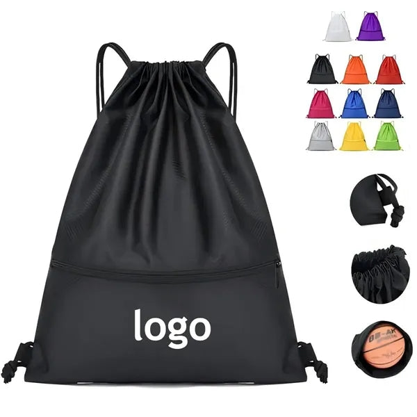 Outdoor Drawstring Backpack With Front Pouch