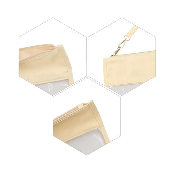 Clear PVC Zippered Travel Makeup Bag With Wrist Handle