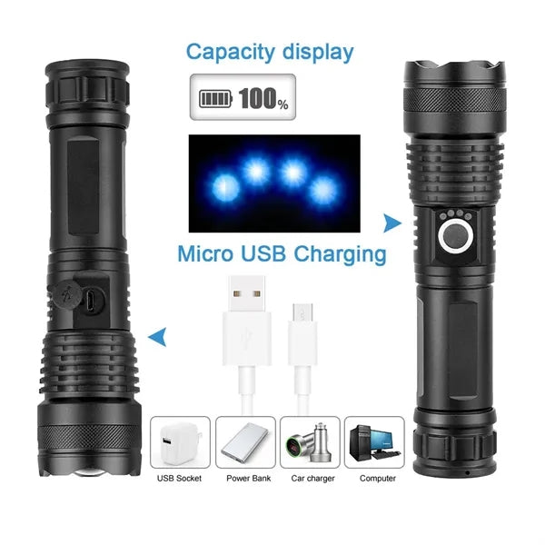 Rechargeable LED Tactical Flashlight with 5 Light Modes
