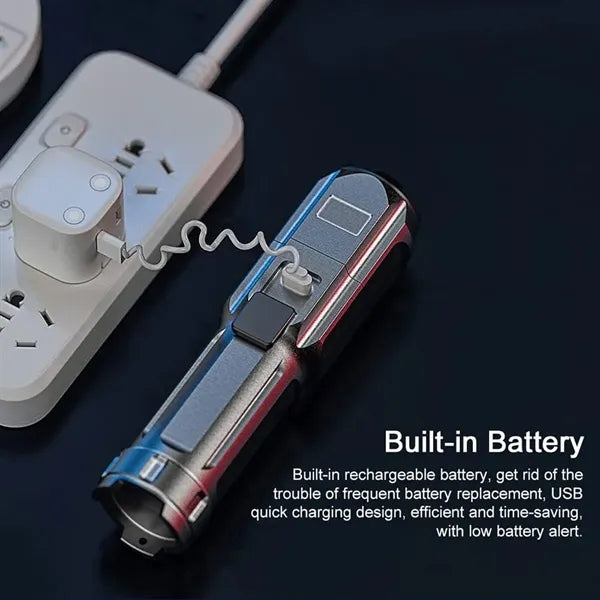 Mini Rechargeable Zoomable Flashlight with 3 Light Modes