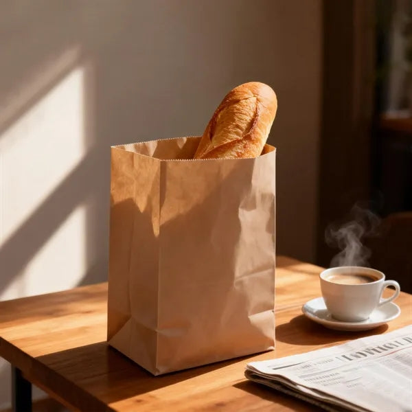 Disposable Bread Bag Kraft Paper Lunch Bags12.6"x7"x4.3"