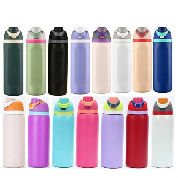 24 Oz Insulated Stainless Steel Water Bottle with Straw
