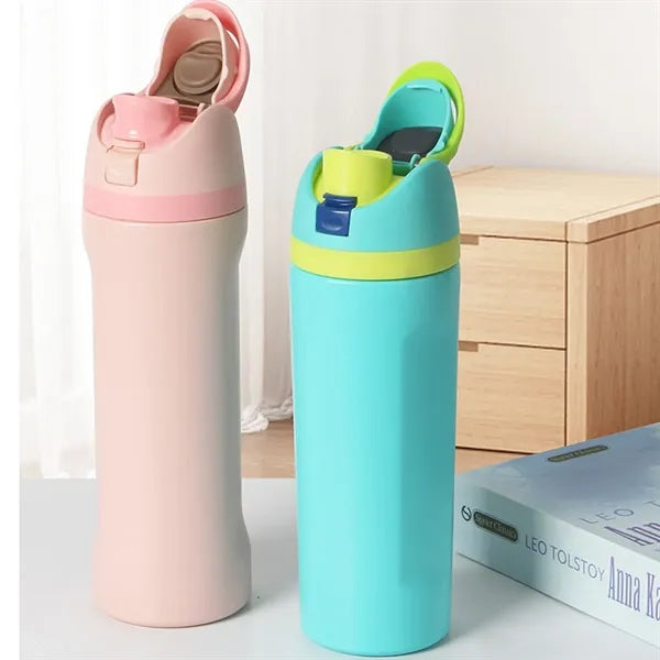 24 Oz Insulated Stainless Steel Water Bottle with Straw