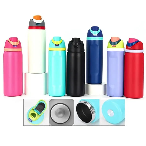 24 Oz Insulated Stainless Steel Water Bottle with Straw