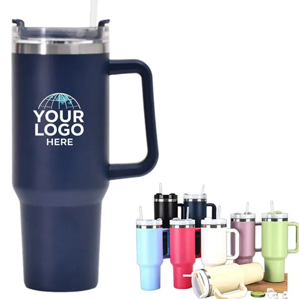 40 oz Insulated Tumbler With Handle and Straw Lid