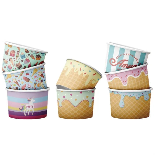 7oz Ice Cream Frozen Yogurt Paper Cup Dessert Bowls
