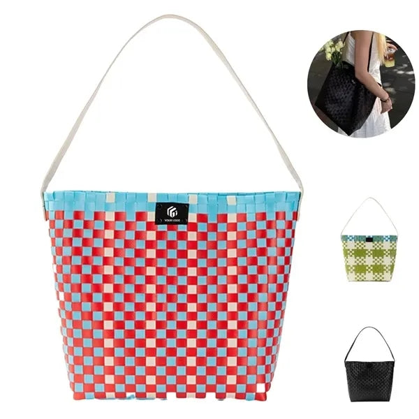 Large-capacity women's beach shopping woven shoulder bag