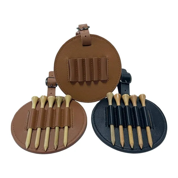 Round Leather Golf Tee Holder