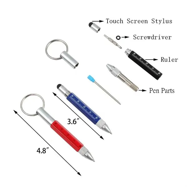 6 In 1 Multi Function Ballpoint Pen With Ruler And Stylus