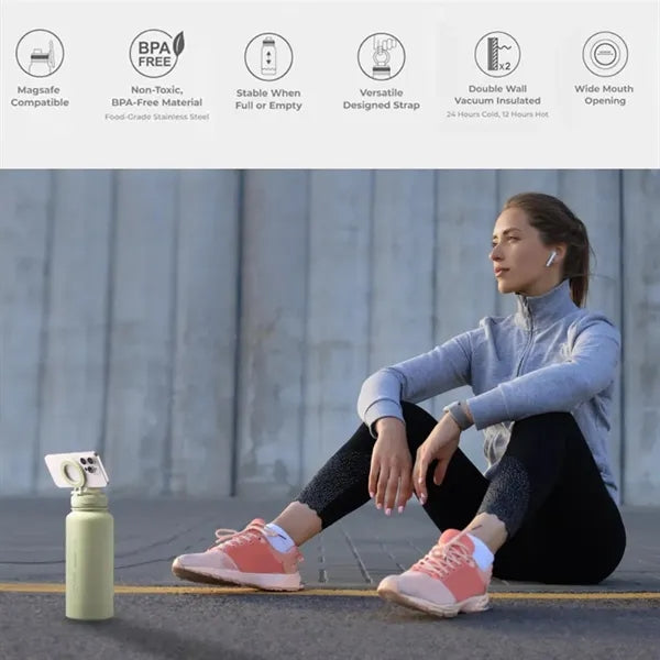 22oz Insulated Water Bottle With Magnetic Phone Holder
