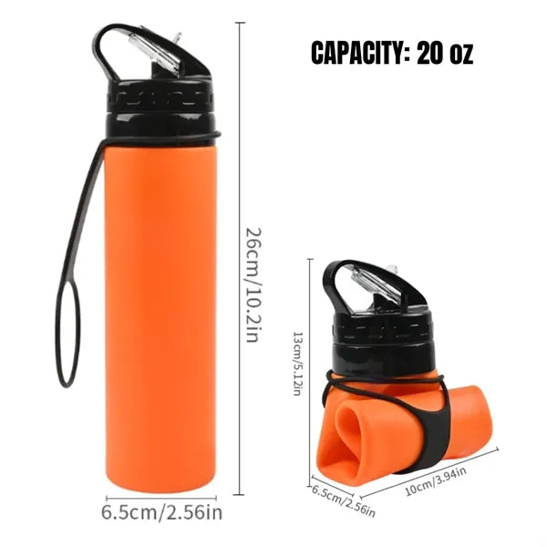 Sport Silicone Collapsible Water Bottle With Lanyard