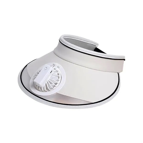 Sun Visor Hat with Fan Wide Brim Beach Cap