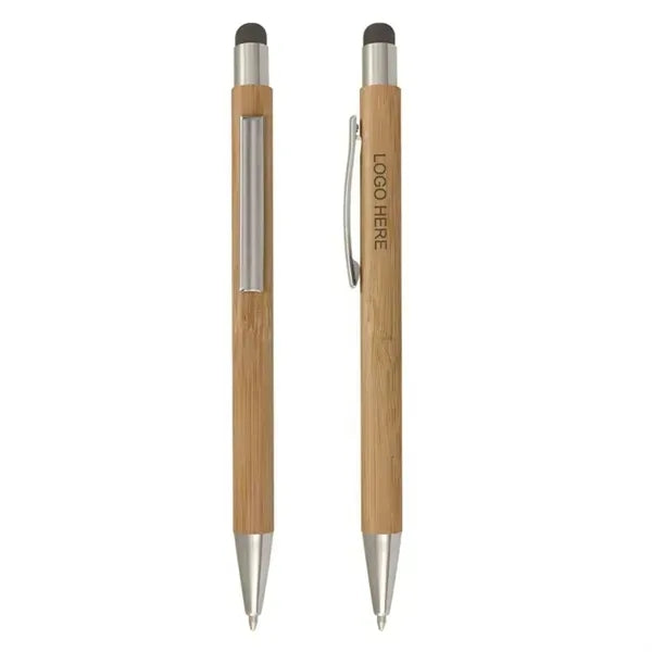 Retractable Bamboo Pen with Stylus Tip