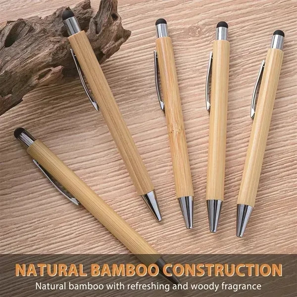 Retractable Bamboo Pen with Stylus Tip