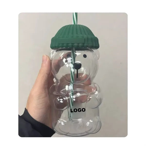 Plastic Bear Bottle with straw